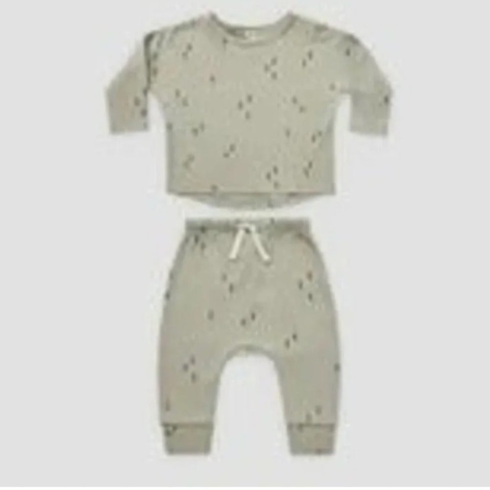 Q by Quincy Mae Baby 2pc Trees Brushed Jersey Top & Bottom Set Sage Green 18-24